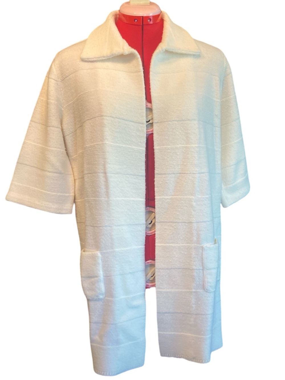 Vintage 70s British Vogue Wintuk Open Sweater Cardigan 3/4 Sleeves